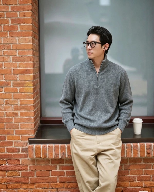 로로피아나 반집업 삼색 캐시미