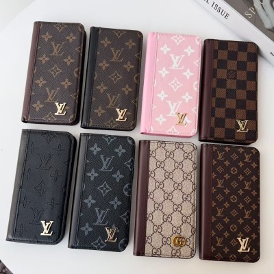 LV+GUCCI 결합 가죽 플립 케이스