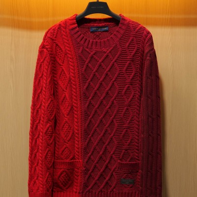 LV 삼색 니트 라운드넥 스웨터