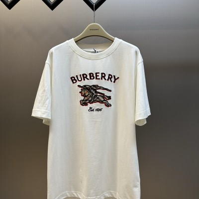 버버리 체크 패치 라운드 반팔티